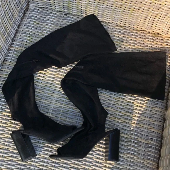 Jeffrey Campbell OTK Boots 8.5 Sandals Thigh High - Picture 4 of 13